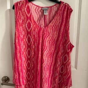 Catherines Vibrant Pink Patterned Blouse Size 2X